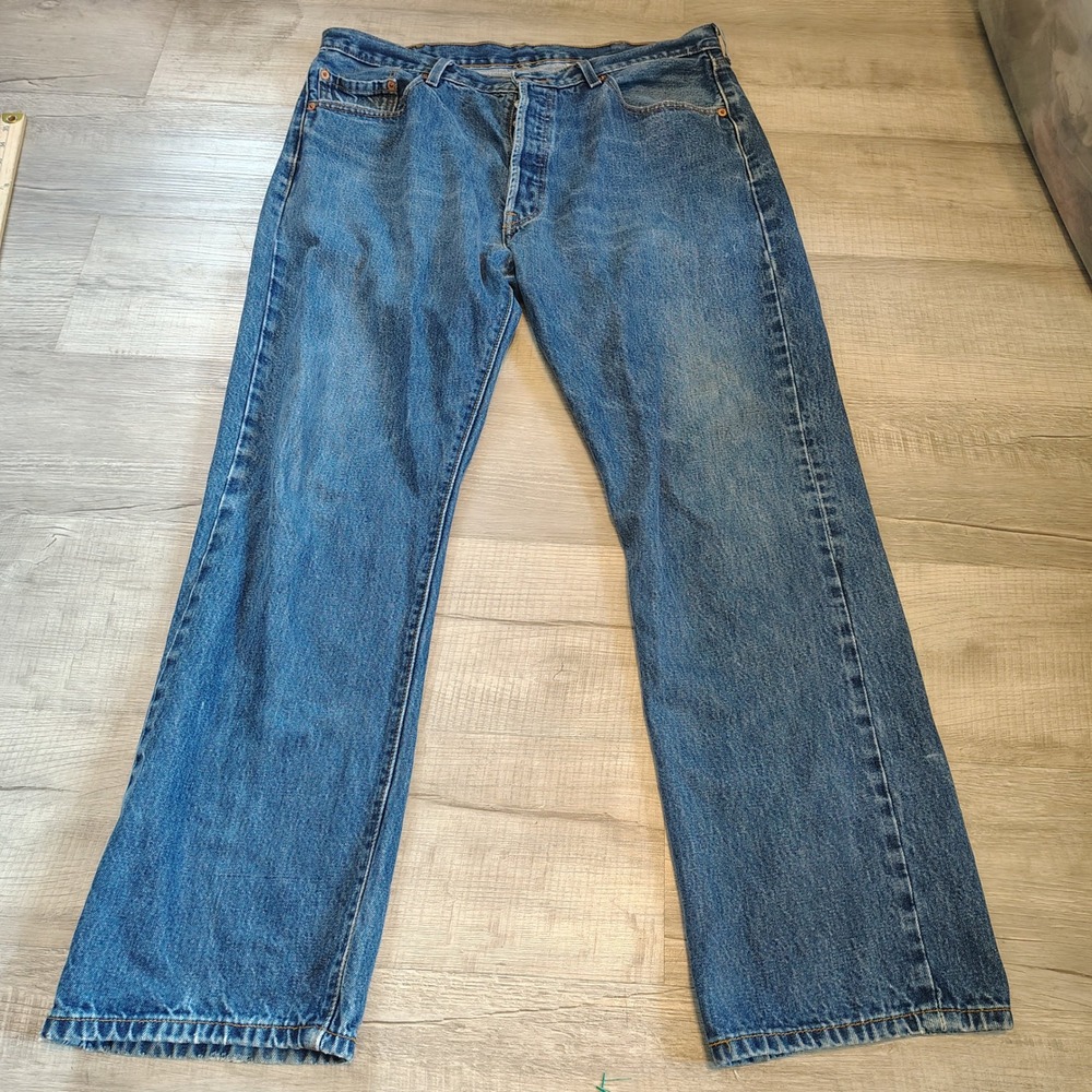 vtg Levis 501 Original Fit Jeans Mens 38x32 Blue Denim Button Fly Straight Leg